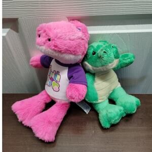Set of 2 Alligator Crocodile Plushies Bear With Me Green & Plushology Pink